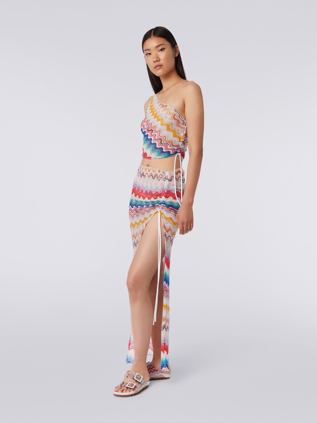 Long wrap-around wave motif skirt - 3