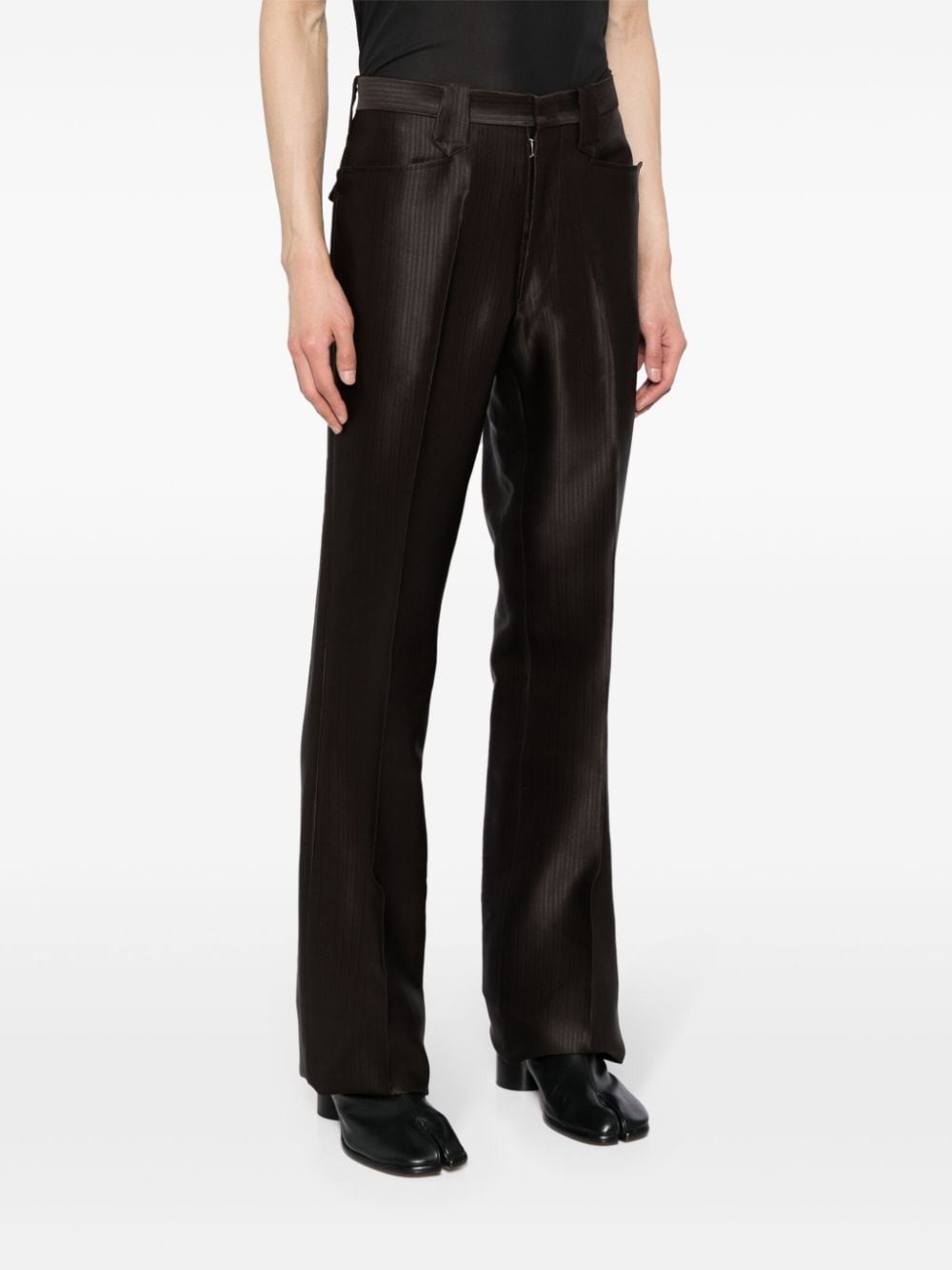 herringbone straight-leg trousers - 3
