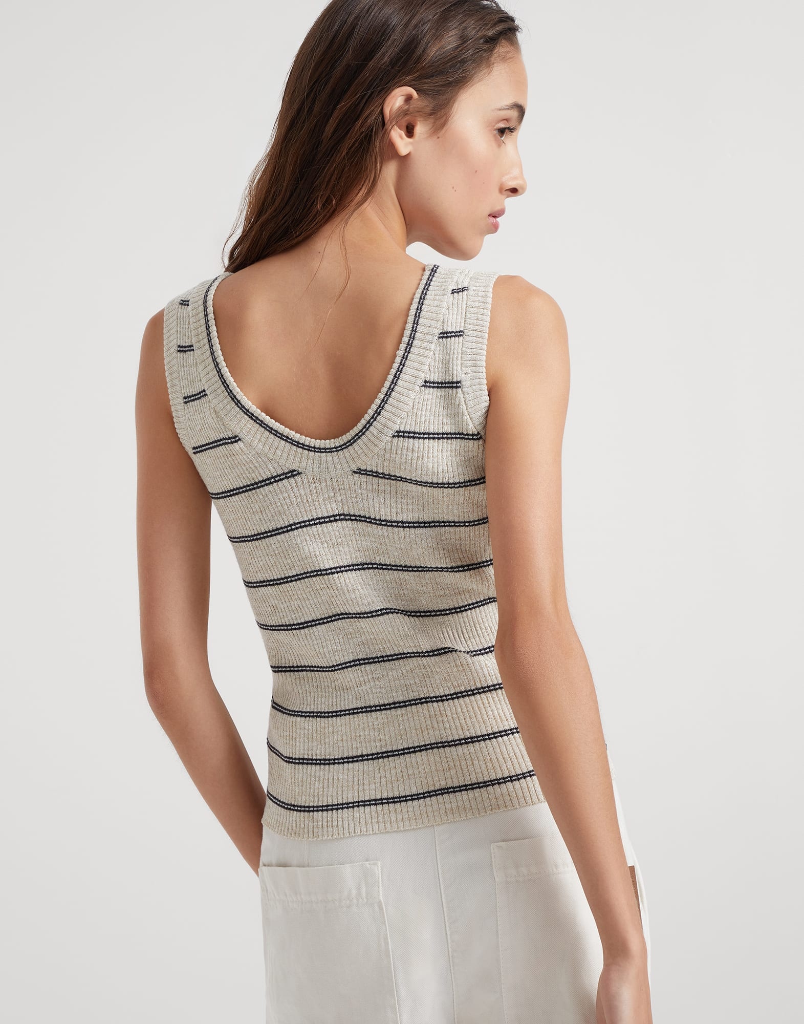 Sparkling linen and cotton rib knit top - 2