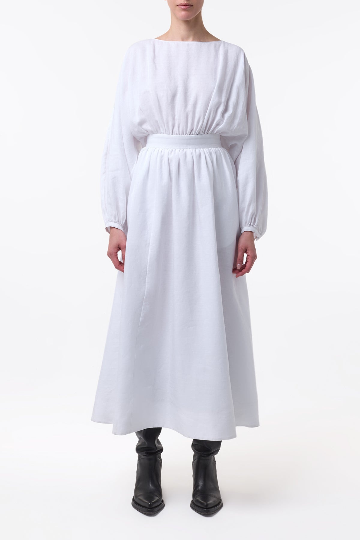 Ahmose Maxi Dress in White Aloe Linen - 3