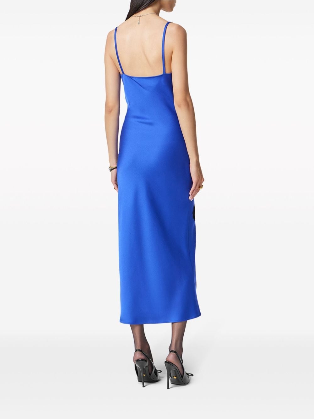 Barocco-lace embellished satin midi dress - 3