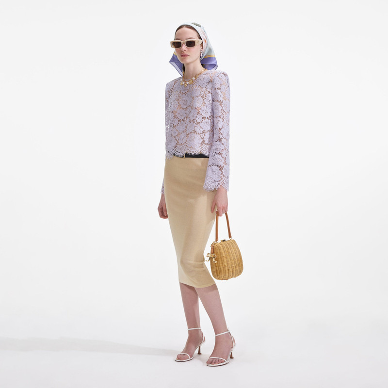 Yellow Viscose Knit Midi Skirt 2
