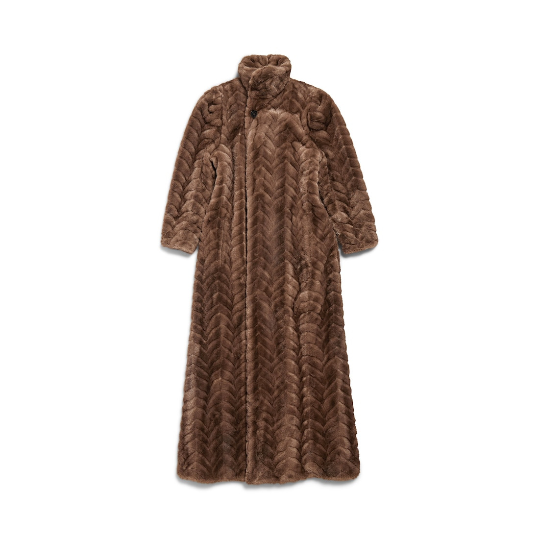 Women's Animal-free Fur Maxi Coat in Brown - 1