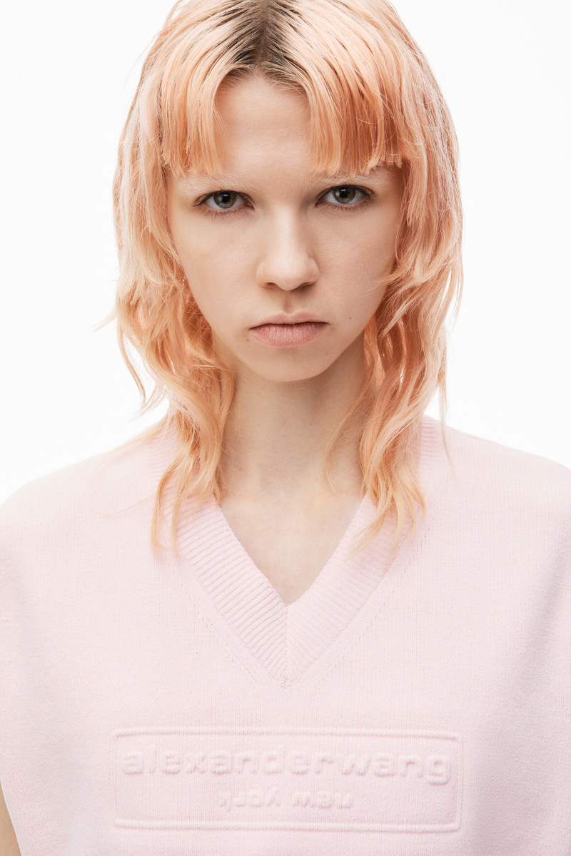 Logo Embossed Cropped Vest in Soft Chenille 5