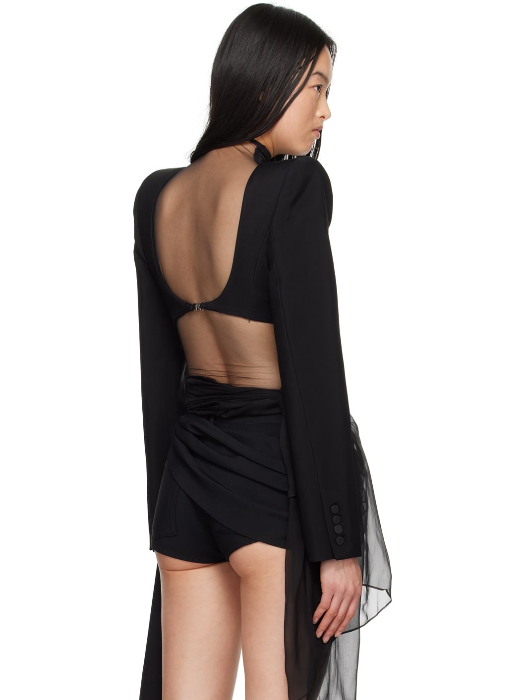 Black Backless Blazer - 3