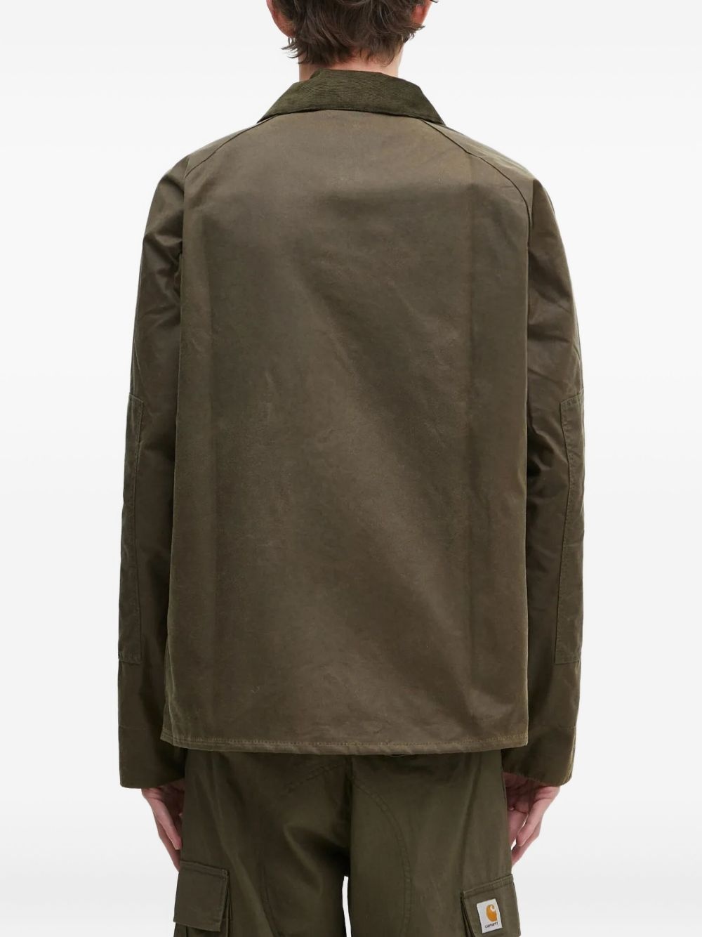 corduroy-collar waxed jacket - 4