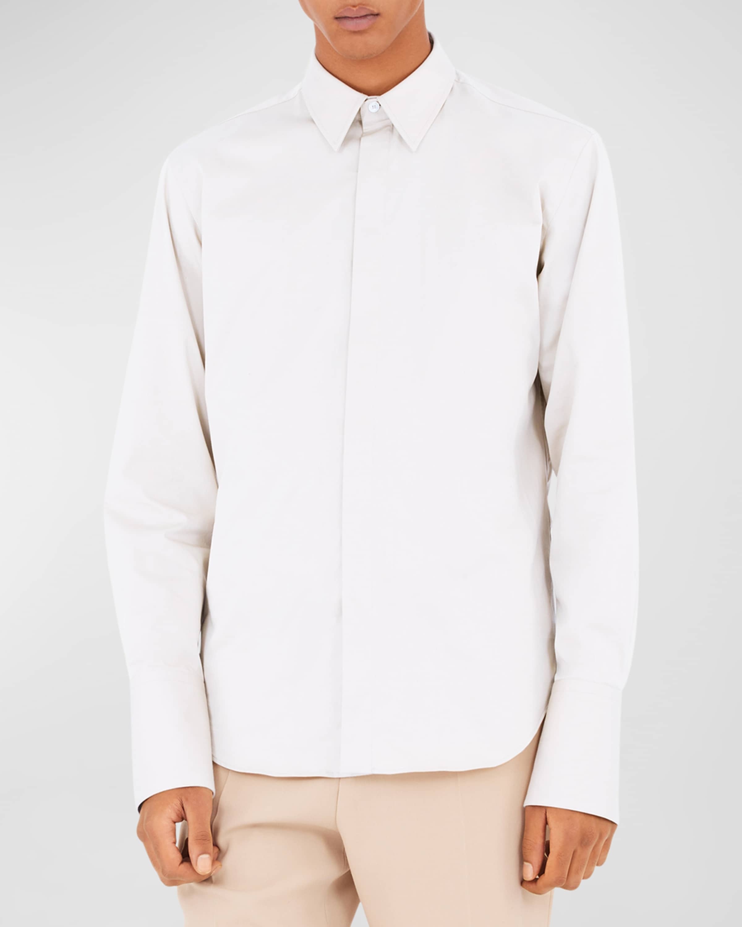 Men's Solid Concealed-Button Sport Shirt - 2
