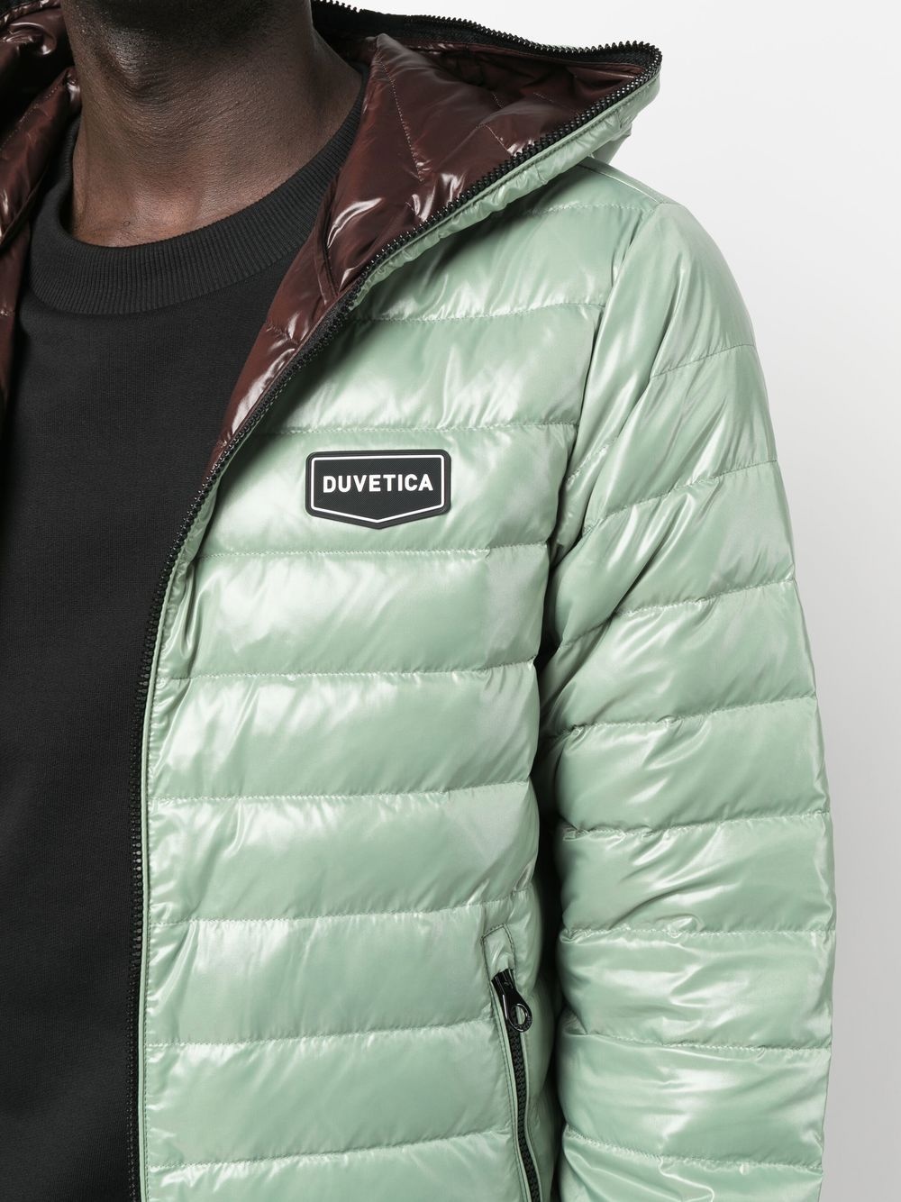 logo-patch zip-up down jacket - 5