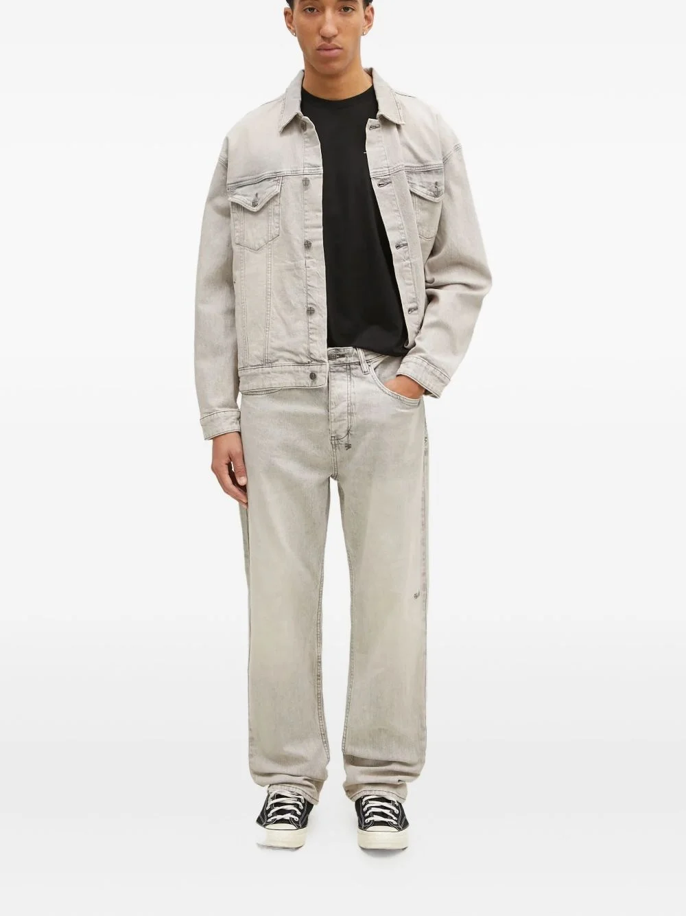 embroidered-patch jeans - 1