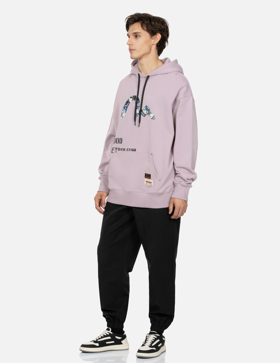 PEEPING GODHEAD PATTERN SEAGULL PRINT LOOSE FIT HOODIE - 3