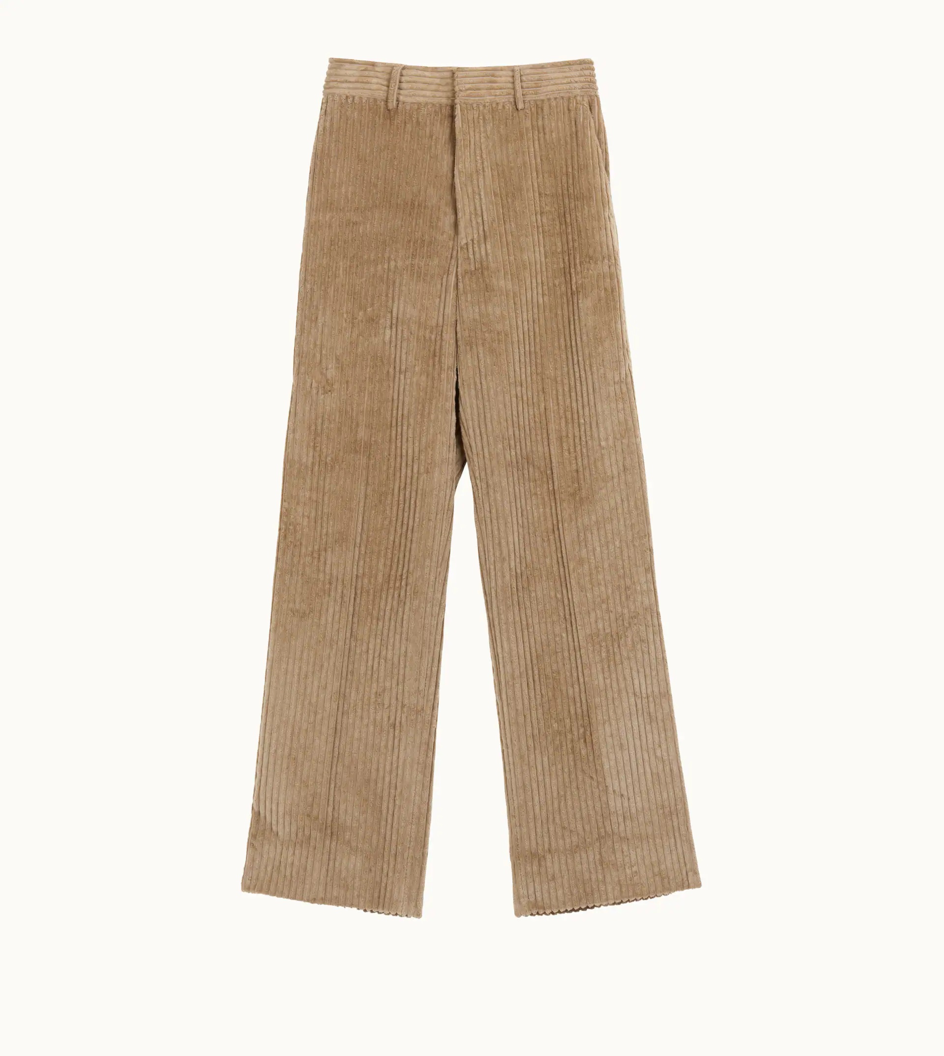 TROUSERS IN VELVET - BEIGE - 1