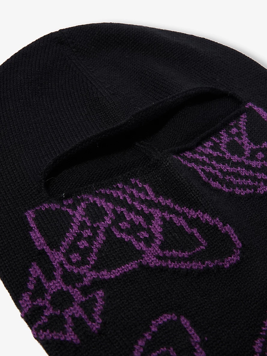 Orb-pattern wool knitted balaclava - 2