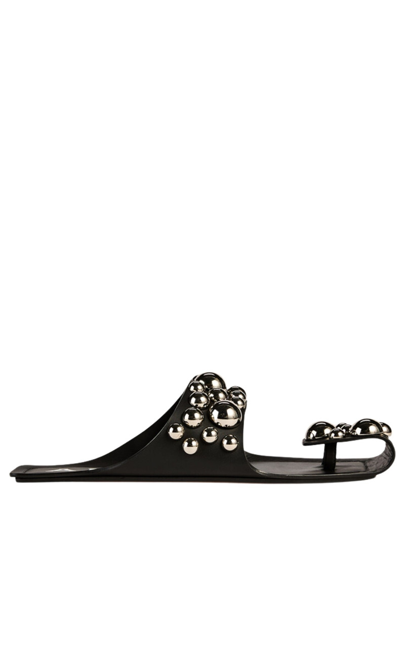 Folded Embellished Leather Sandals - 1