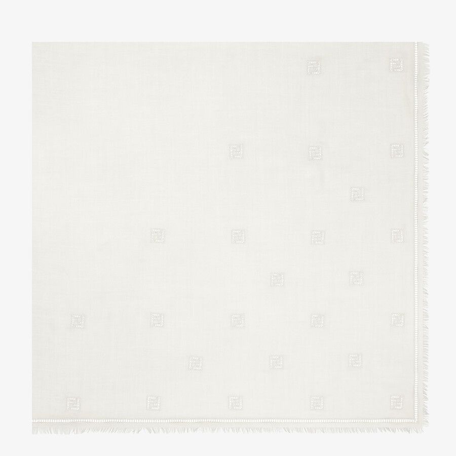 White silk and wool shawl - 1