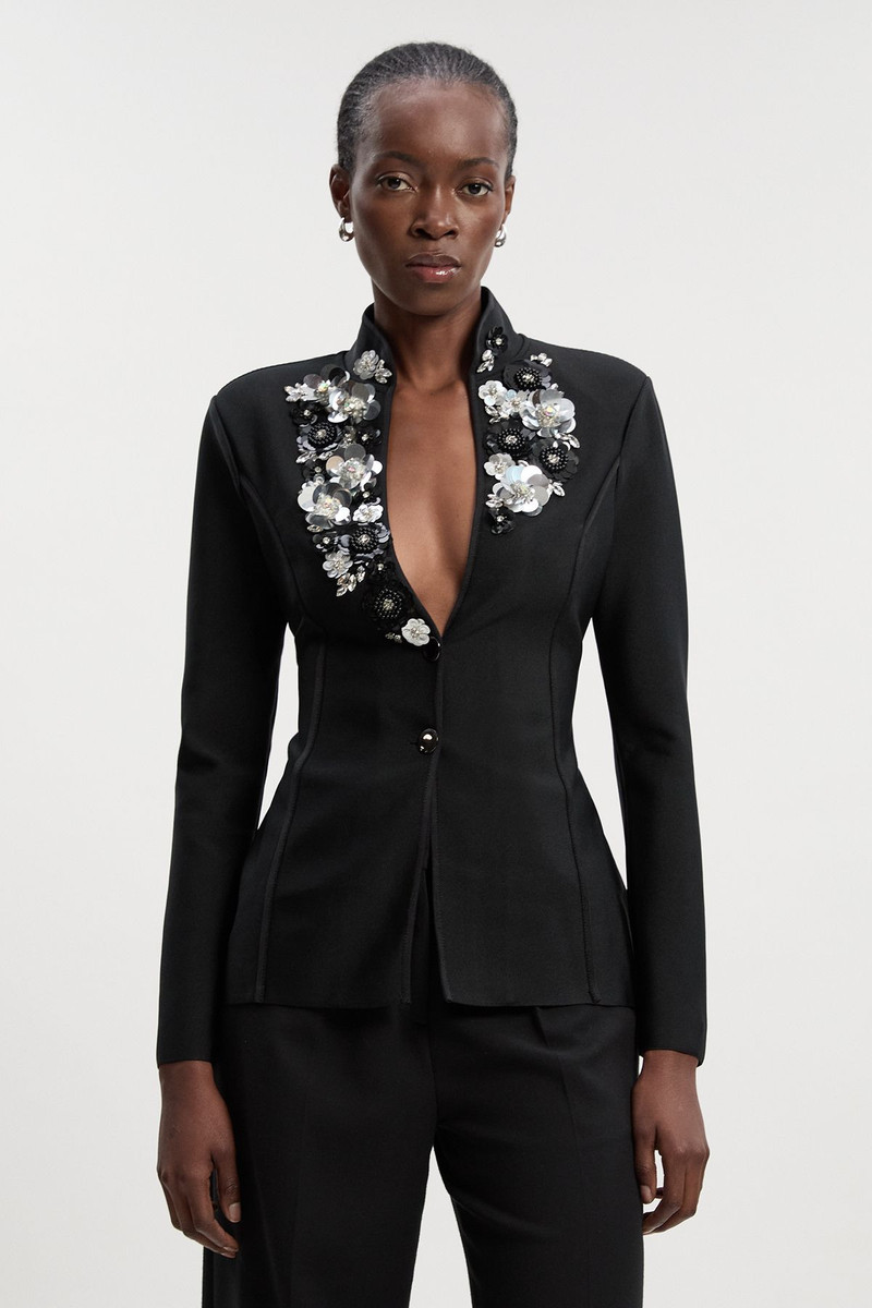 Embellished Figure Form Bandage Fitted Blazer Jacket 1
