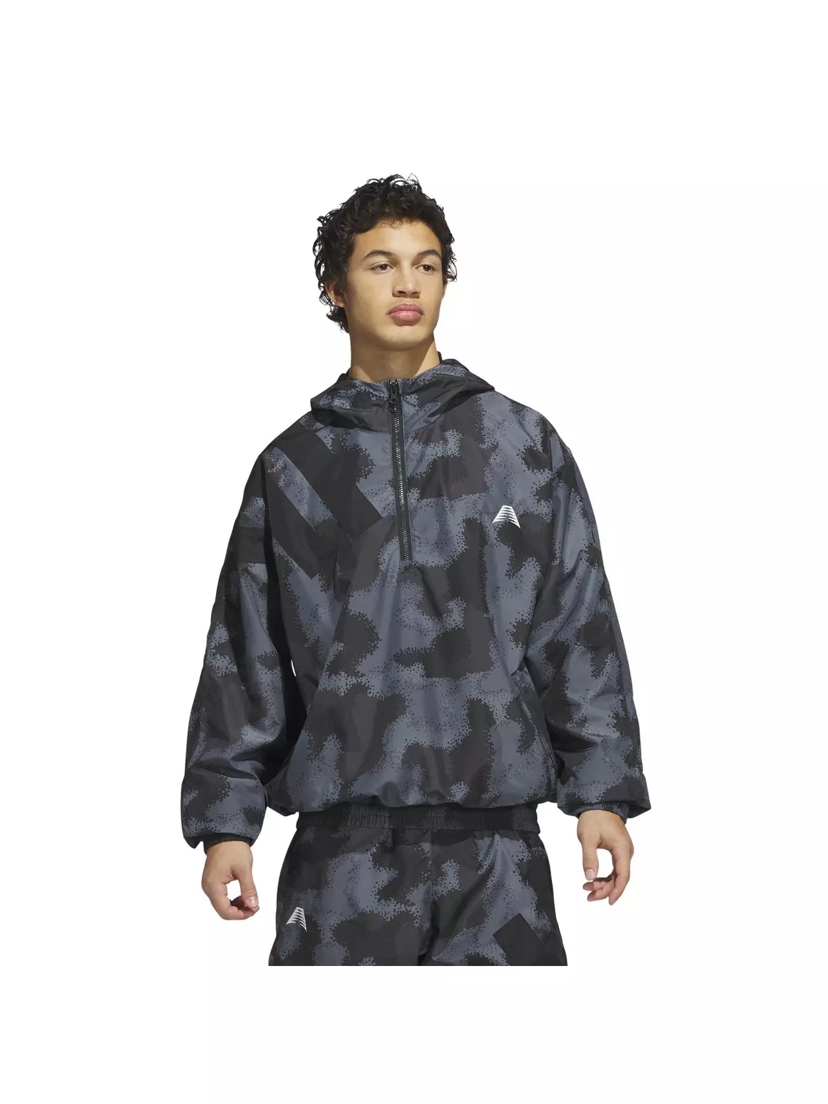 Men's Anthony Edwards Camp AOP Hooded Anorak -Grey - 1