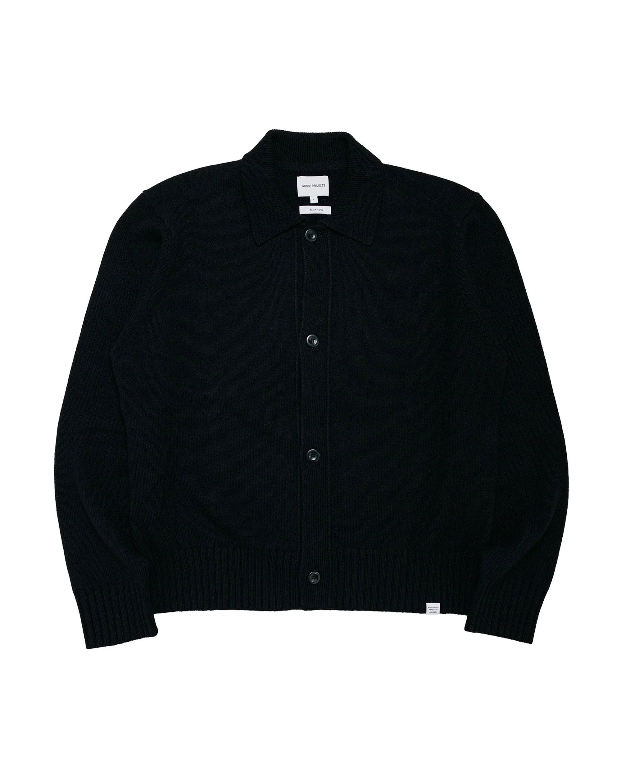 Aldrup Lambswool Cardigan Black - 1