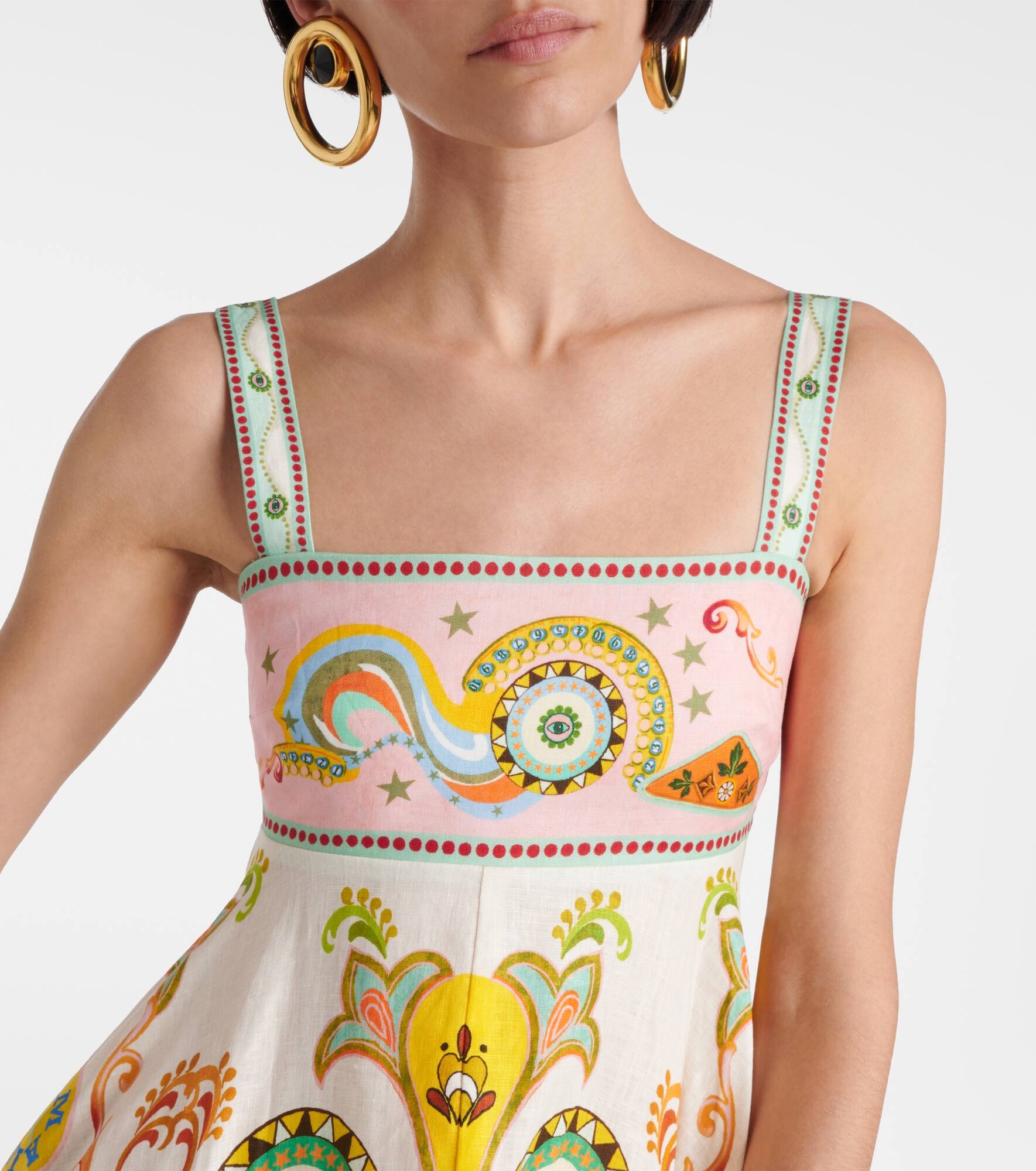 Pinball printed linen midi dress - 4