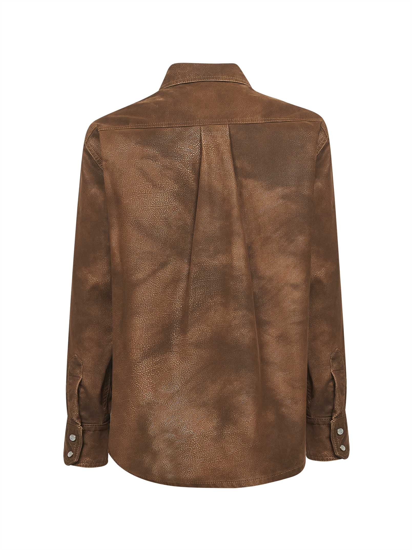 Tobacco vintage faux leather Karima shirt - 2