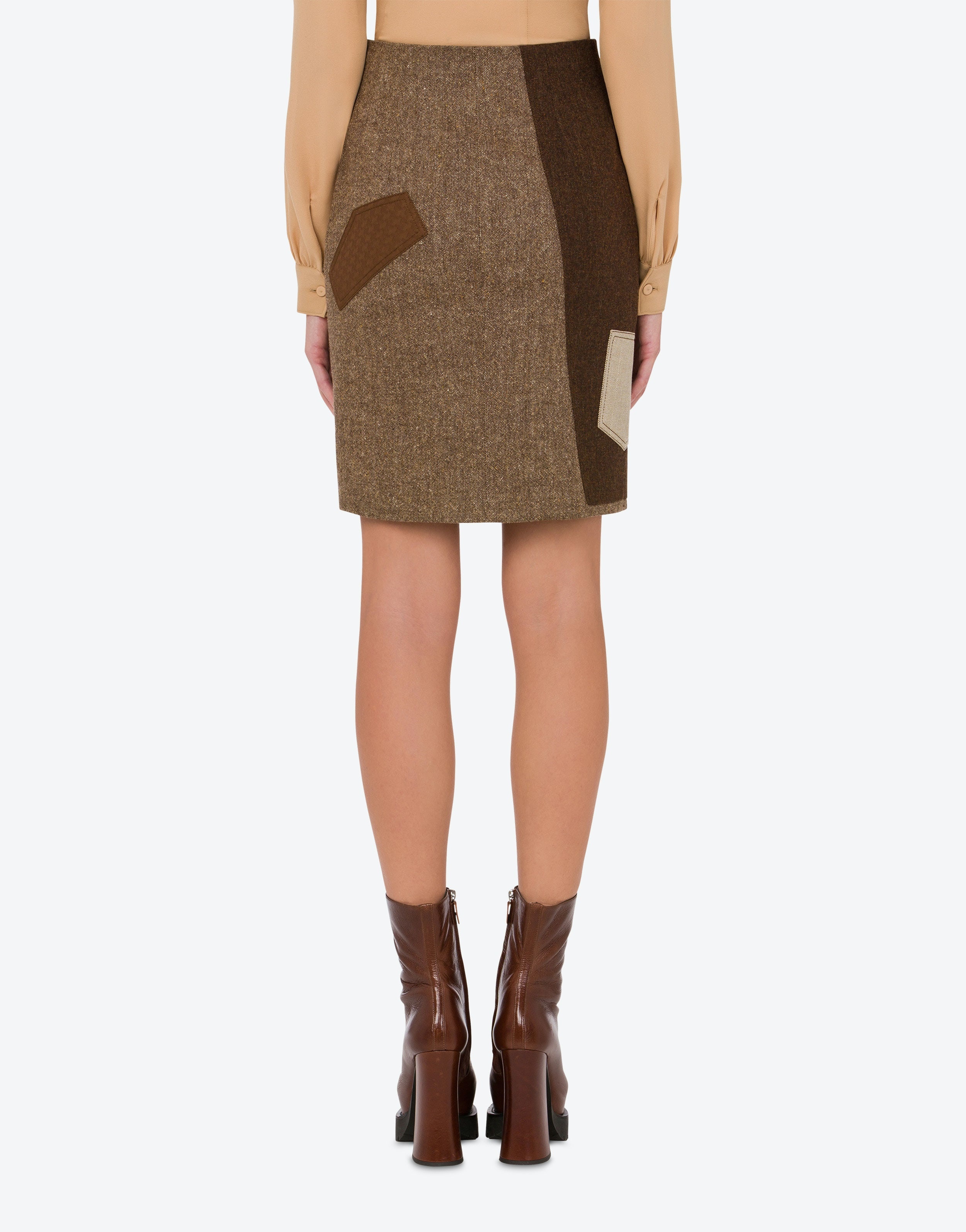 PATCHWORK WOOL BLEND SKIRT - 3