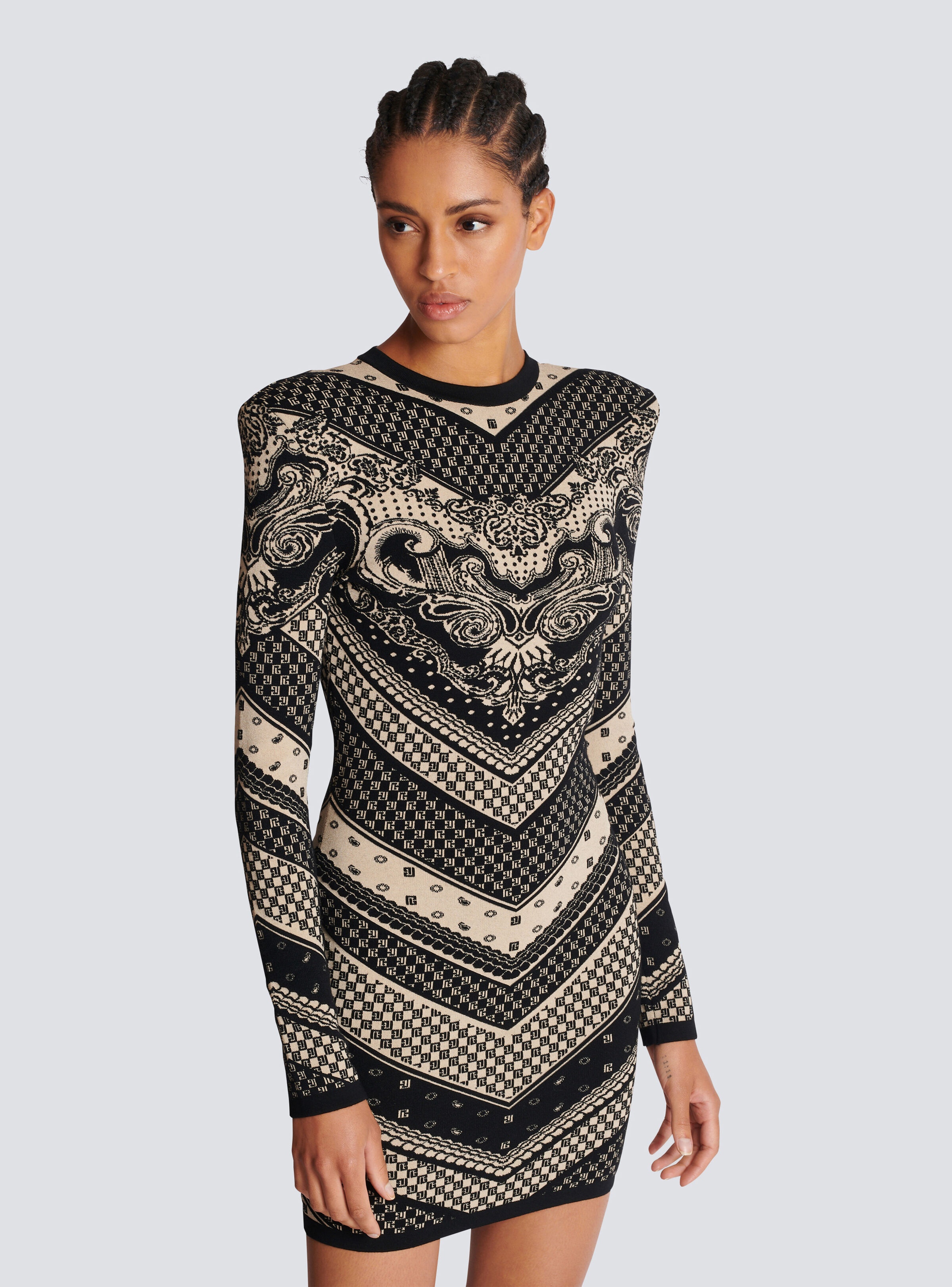 Monogram and paisley knit short dress - 7