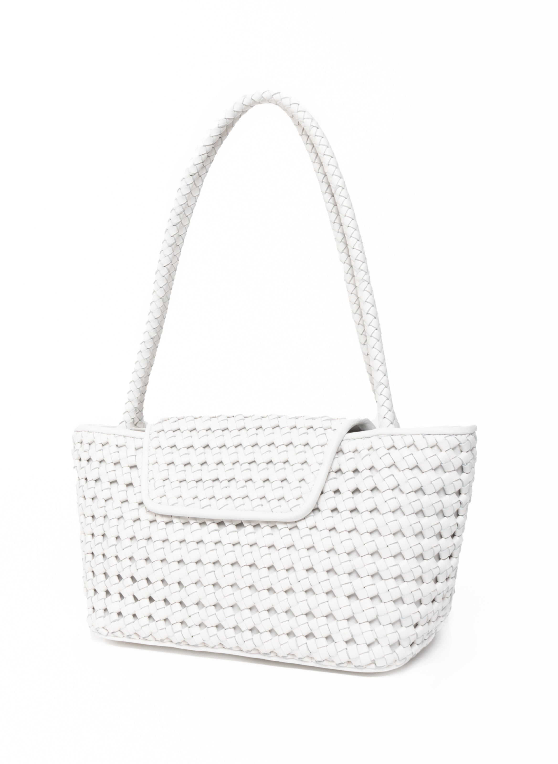 Courrier Tote Woven Leather White - 3