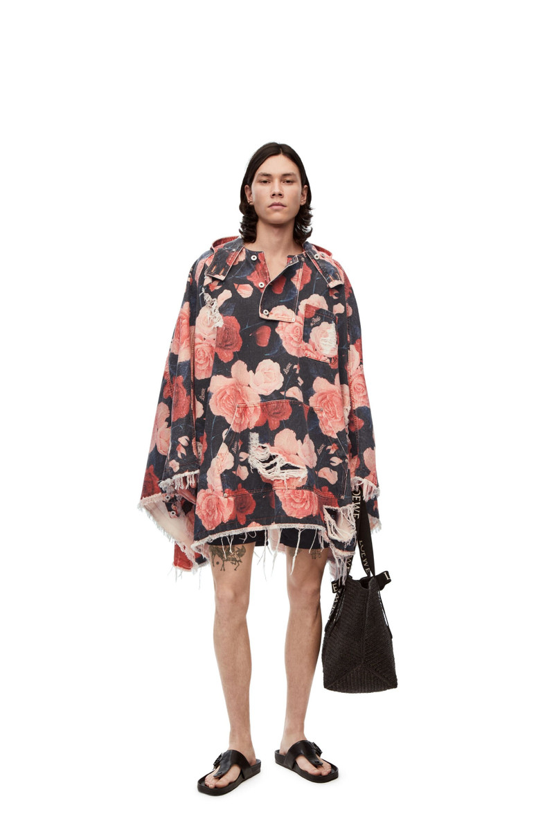 Loewe Roses cape in denim outlook