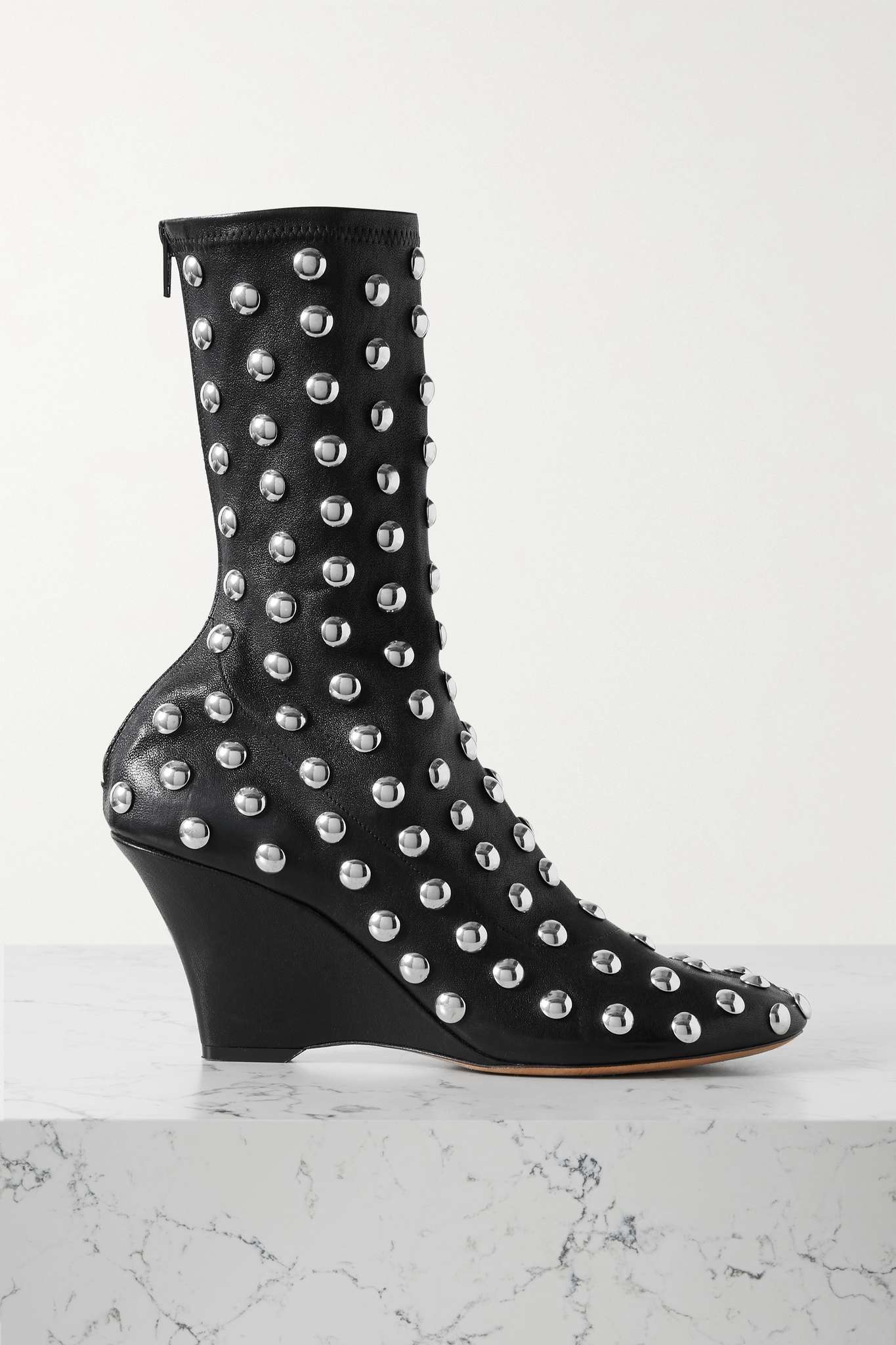 Apollo studded leather wedge ankle boots - 1