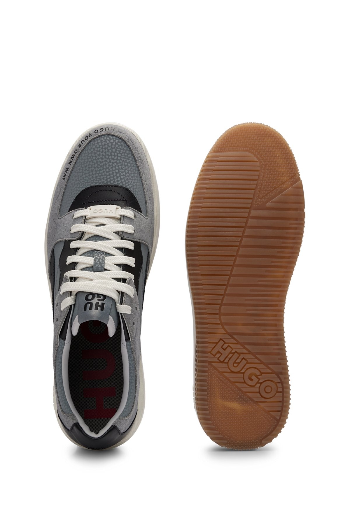LACE-UP TRAINERS IN FAUX LEATHER AND SUEDE - 4