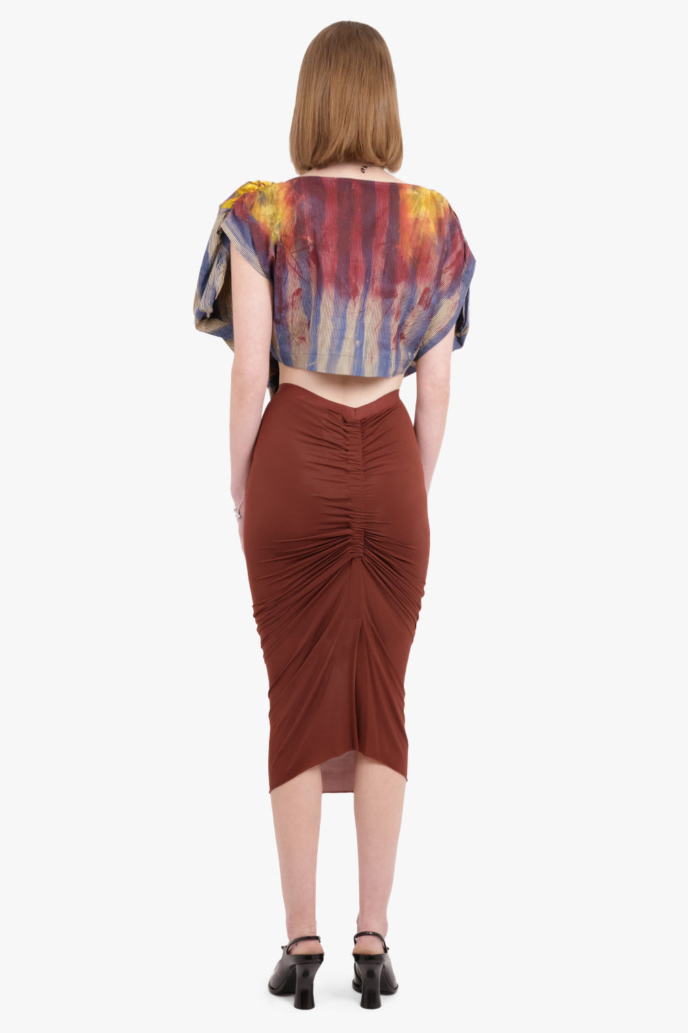 SHRIMP RUCHED MIDI SKIRT | HENNA - 4