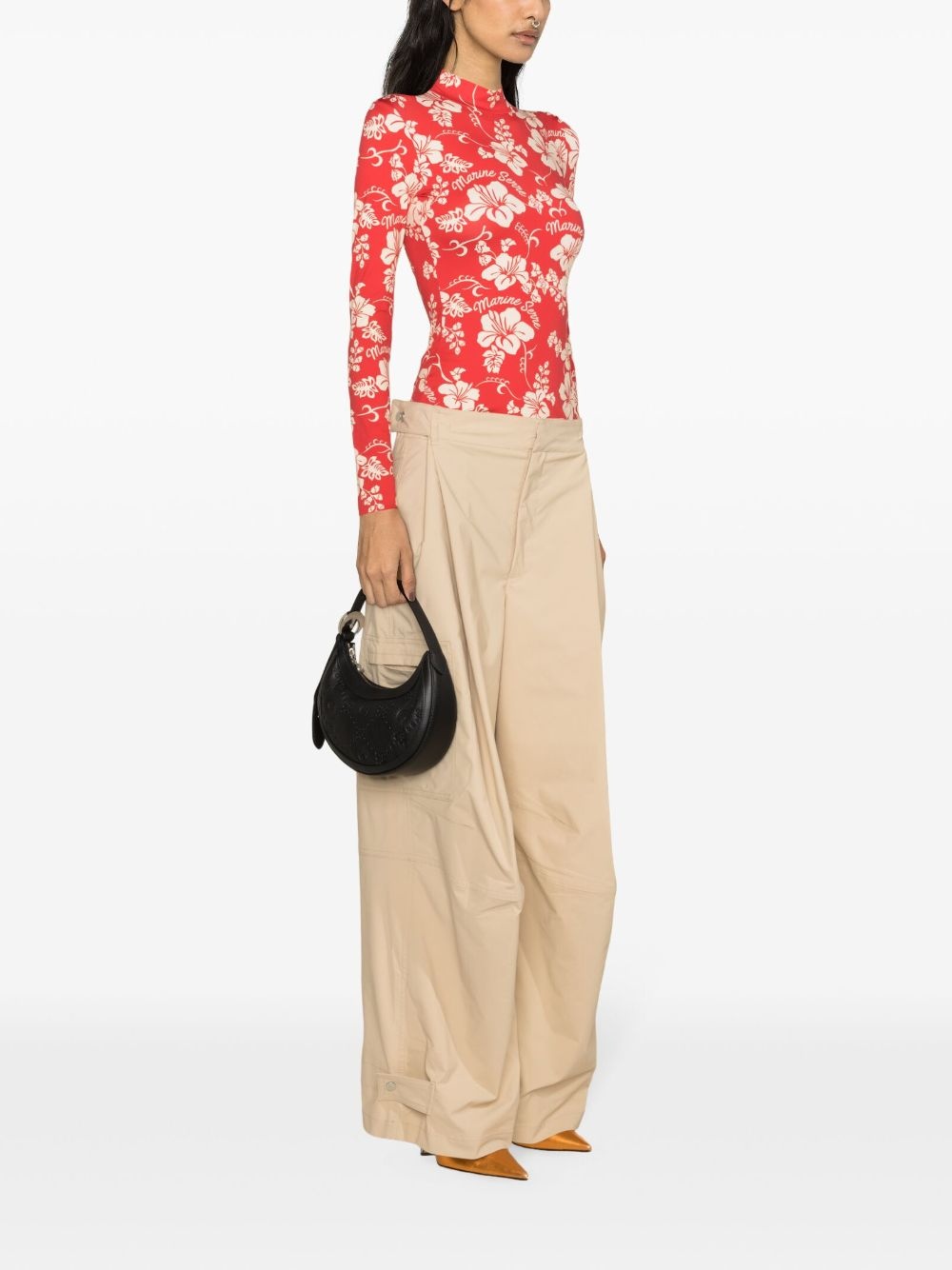 botanical-print high-neck T-shirt - 3