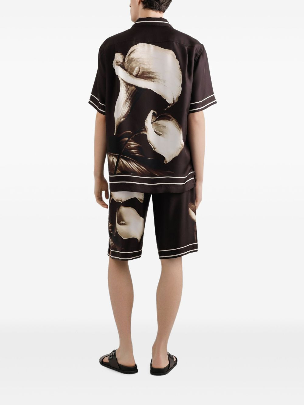 calla lily-print drawstring shorts - 3