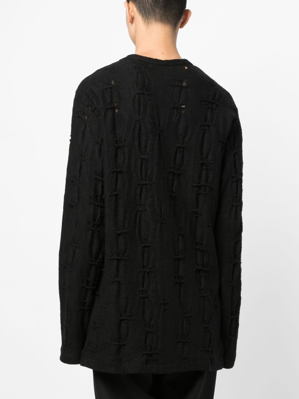 perforated-detailing cotton jumper - 4