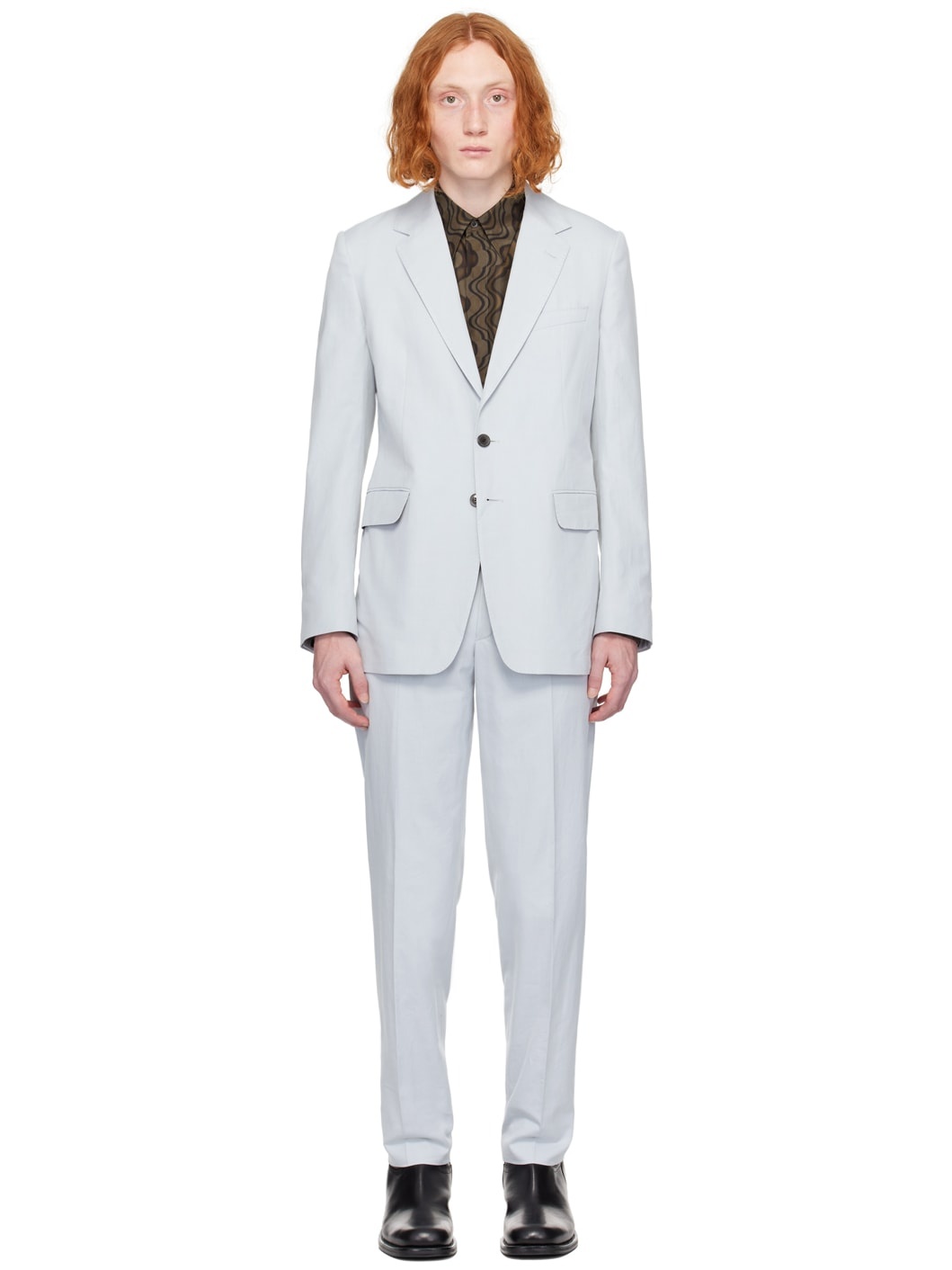 Blue Notched Lapel Suit - 1