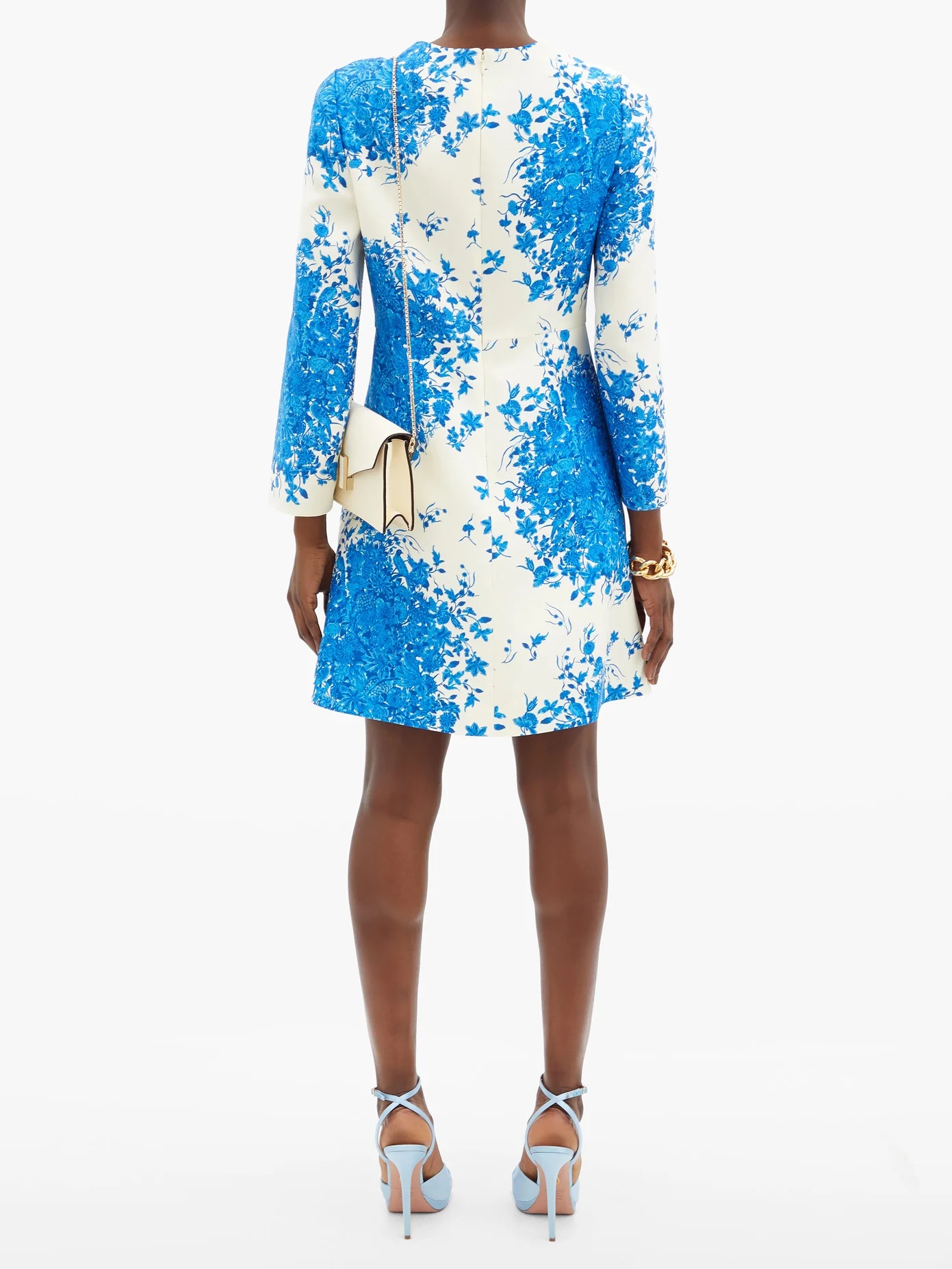 Delft-print wool-blend Crepe Couture mini dress - 5