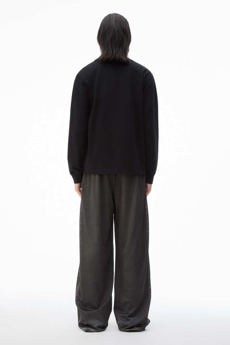 Unisex Long-Sleeve Tee with Distressed Logo in Cotton Jersey 4