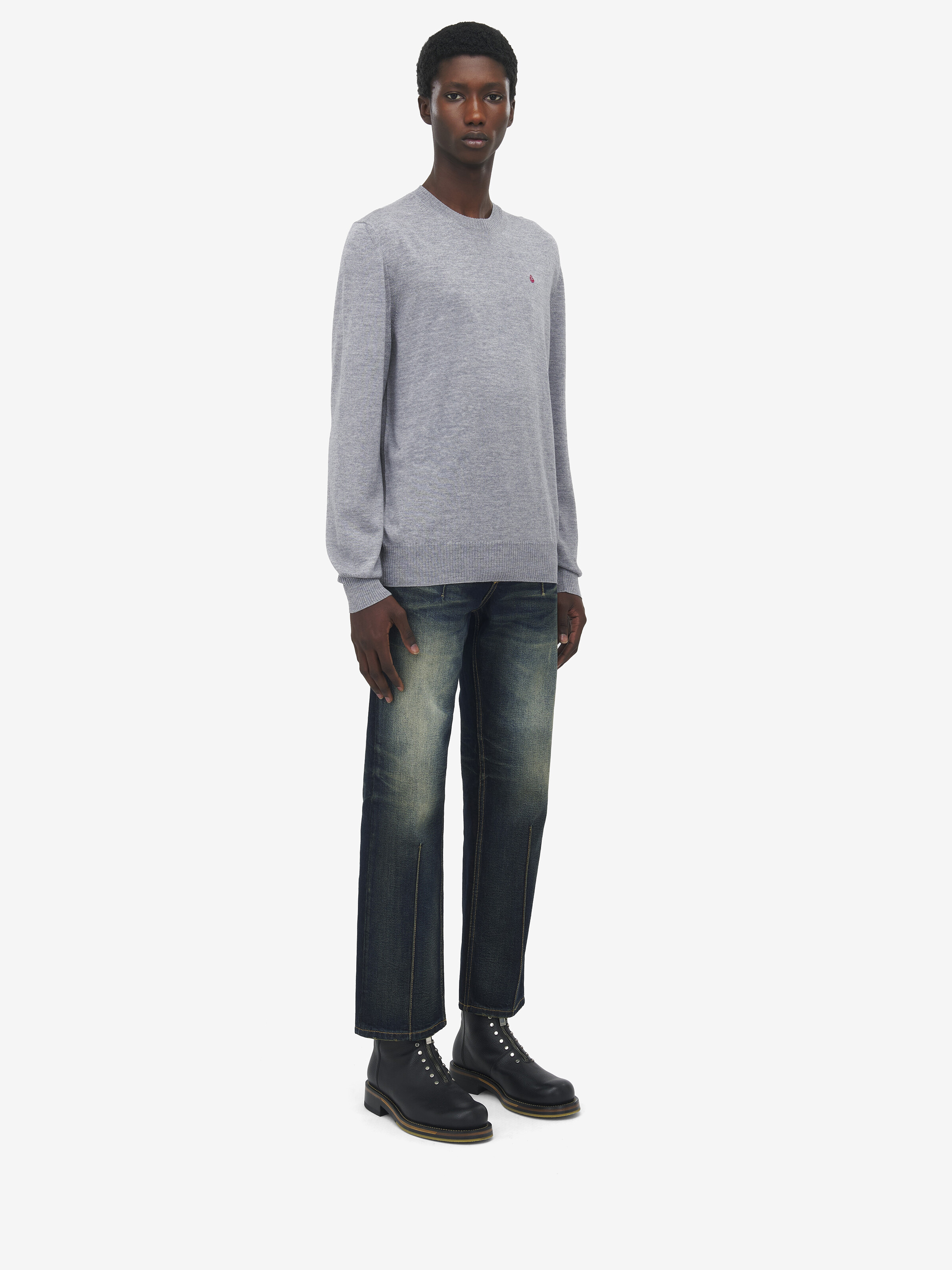 Merino Wool Inverted Skull Jumper - 4