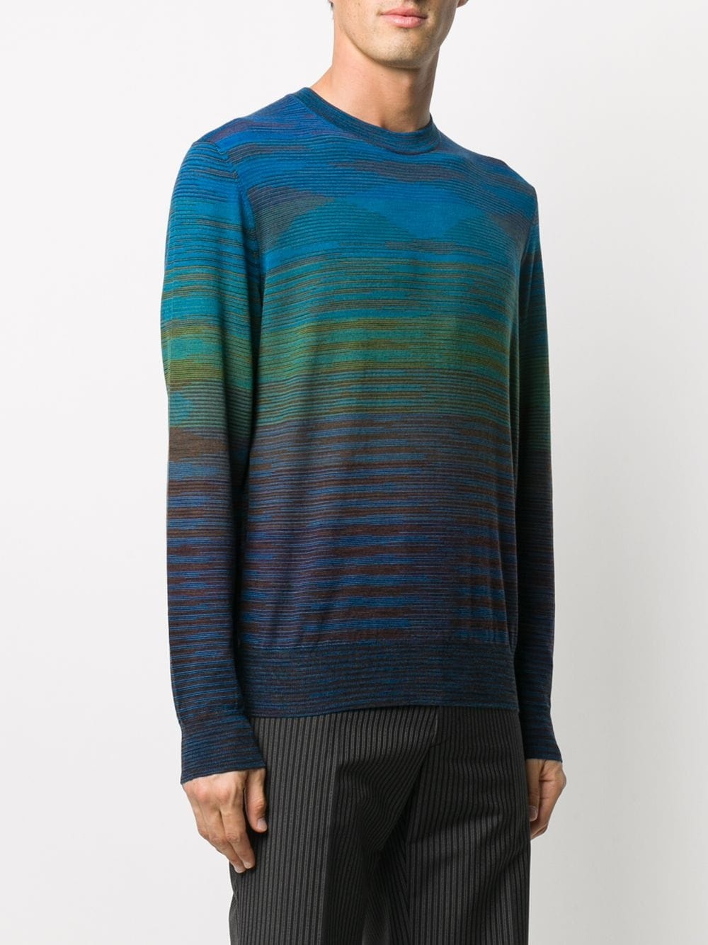 striped crew-neck pullover - 3