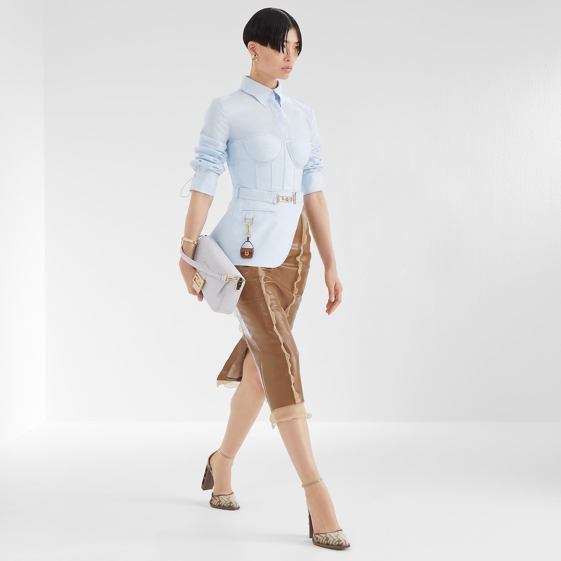Light blue micro pinstripe cotton shirt - 4