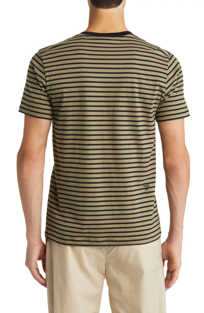 FRAME Stripe Crewneck T-Shirt in Khaki Green/Noir outlook