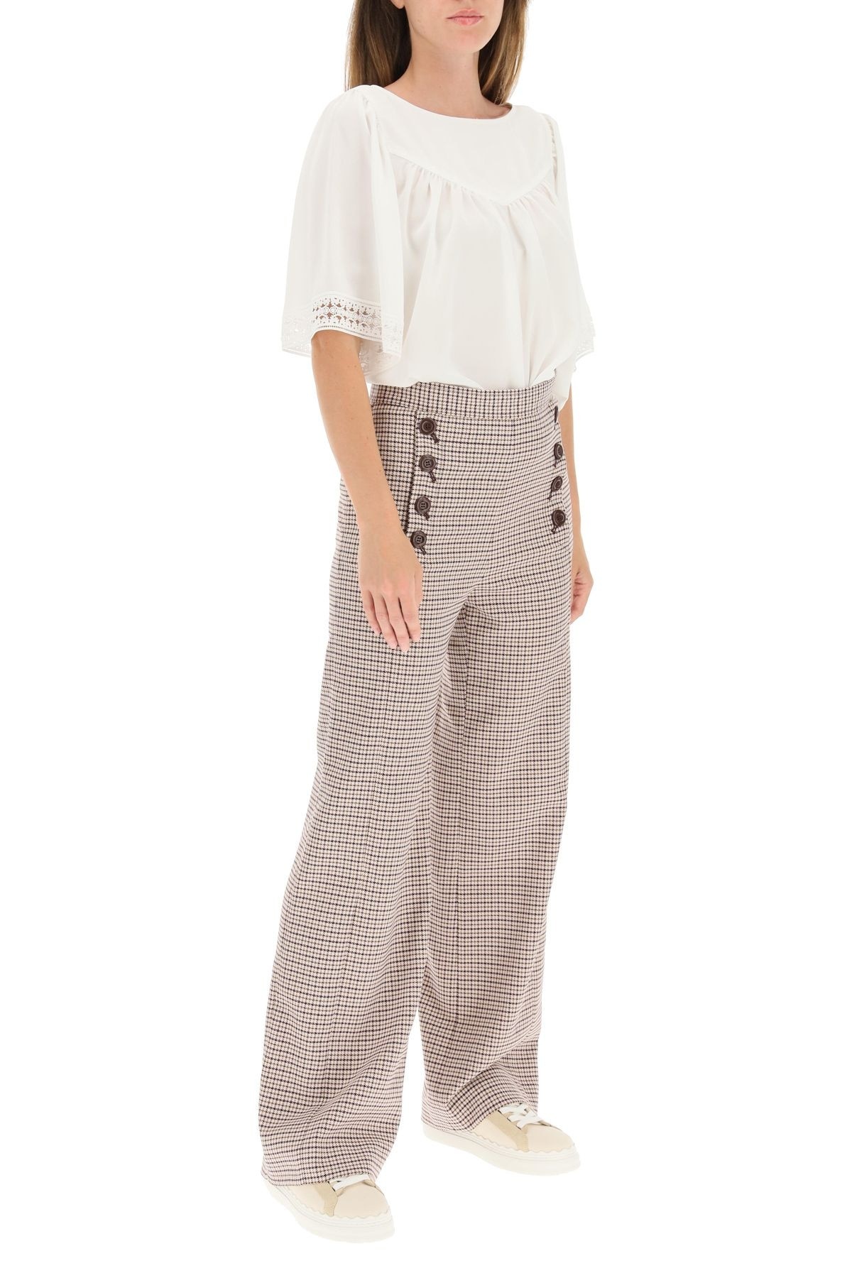 SAILOR HOUNDSTOOTH CHECK TROUSERS - 2