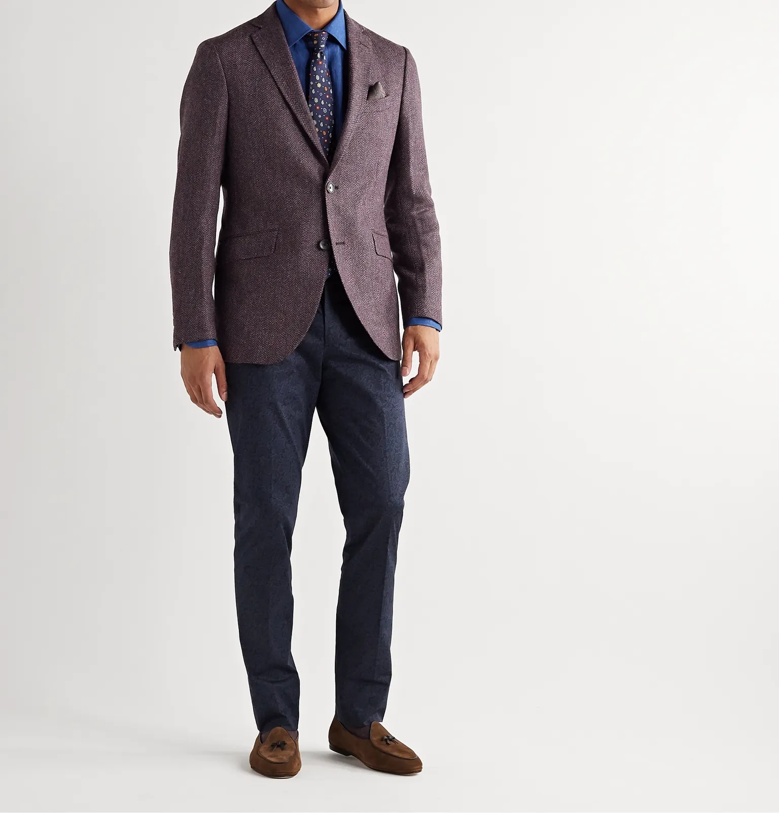 Unstructured Herringbone Wool Blazer - 2