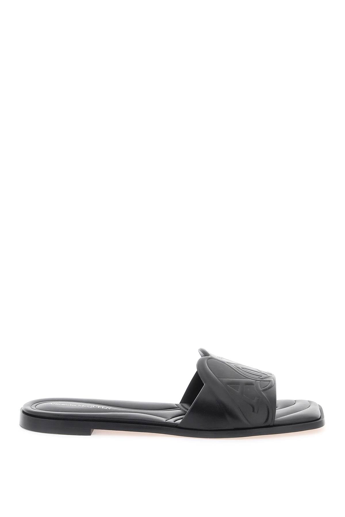 Alexander Mcqueen Leather Slides With Embossed Seal Logo Women - 1