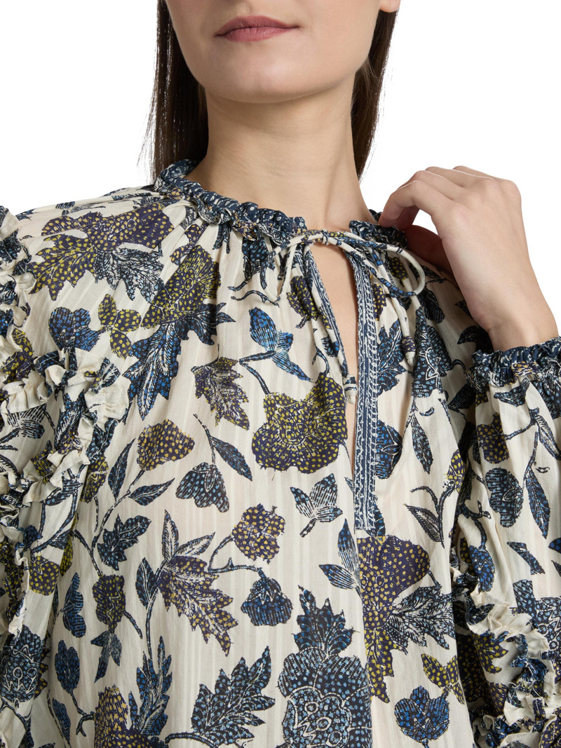 Women's Azrou Printed Ruffled Blouse - Porcelain 6