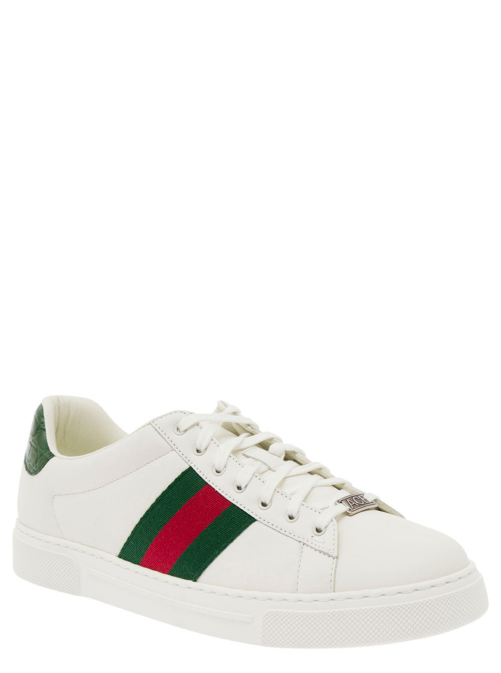Gucci Men 'Ace' White Low Top Sneakers With Web Details In Leather Man - 2