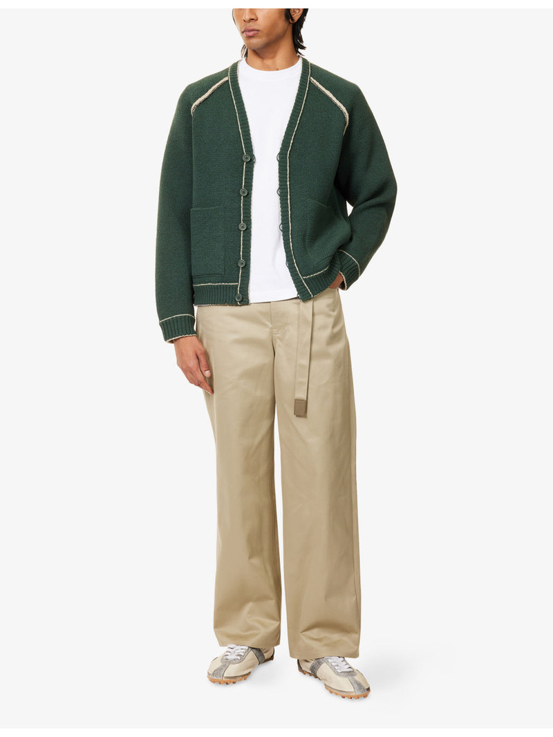 Craig Green V-neck Contrast-Trim Knitted cardigan outlook