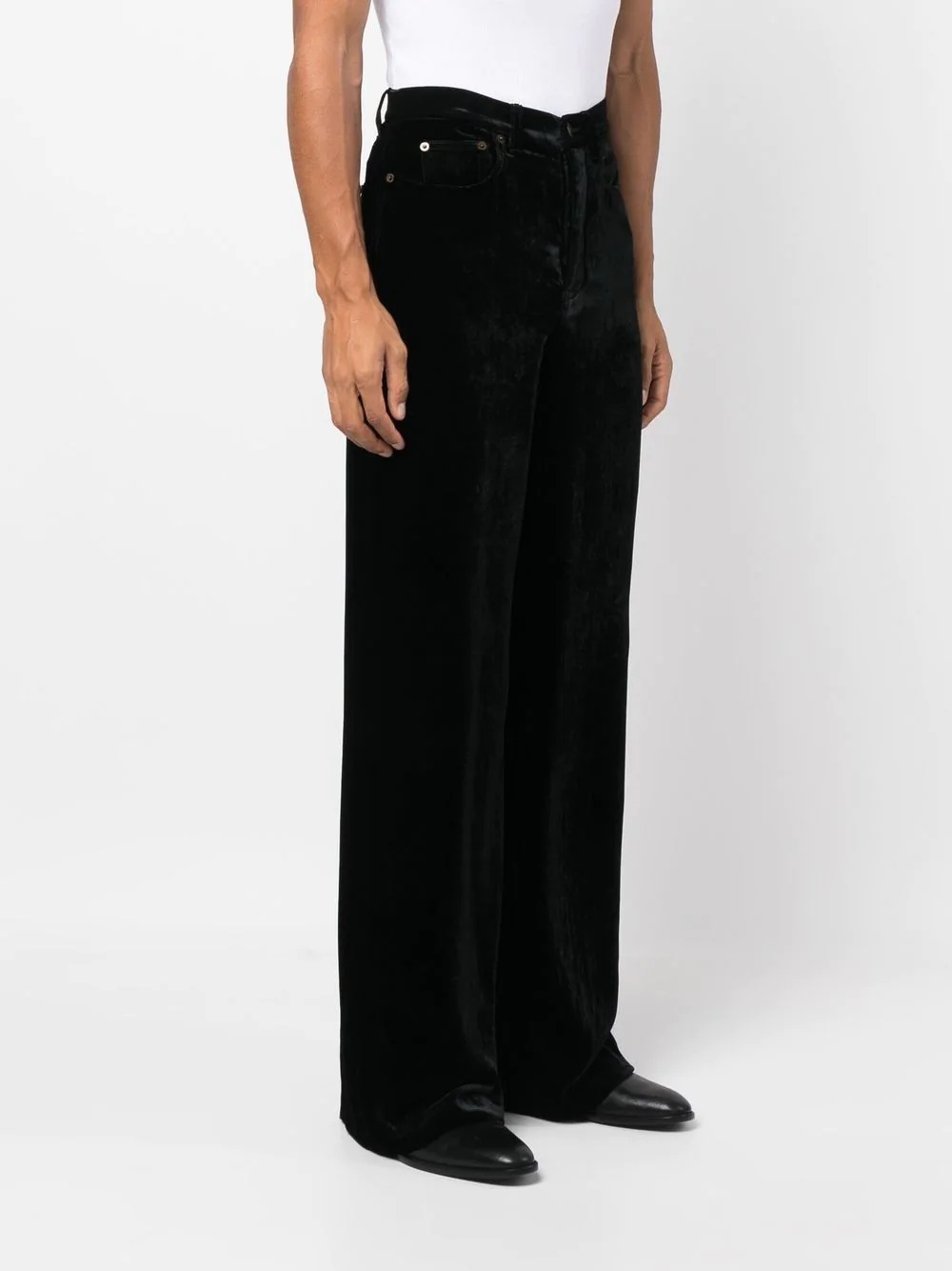 wide-leg velvet trousers - 3