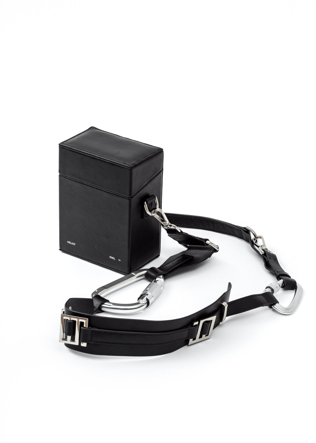 BLACK LEATHER STRAP BOX BAG - 3