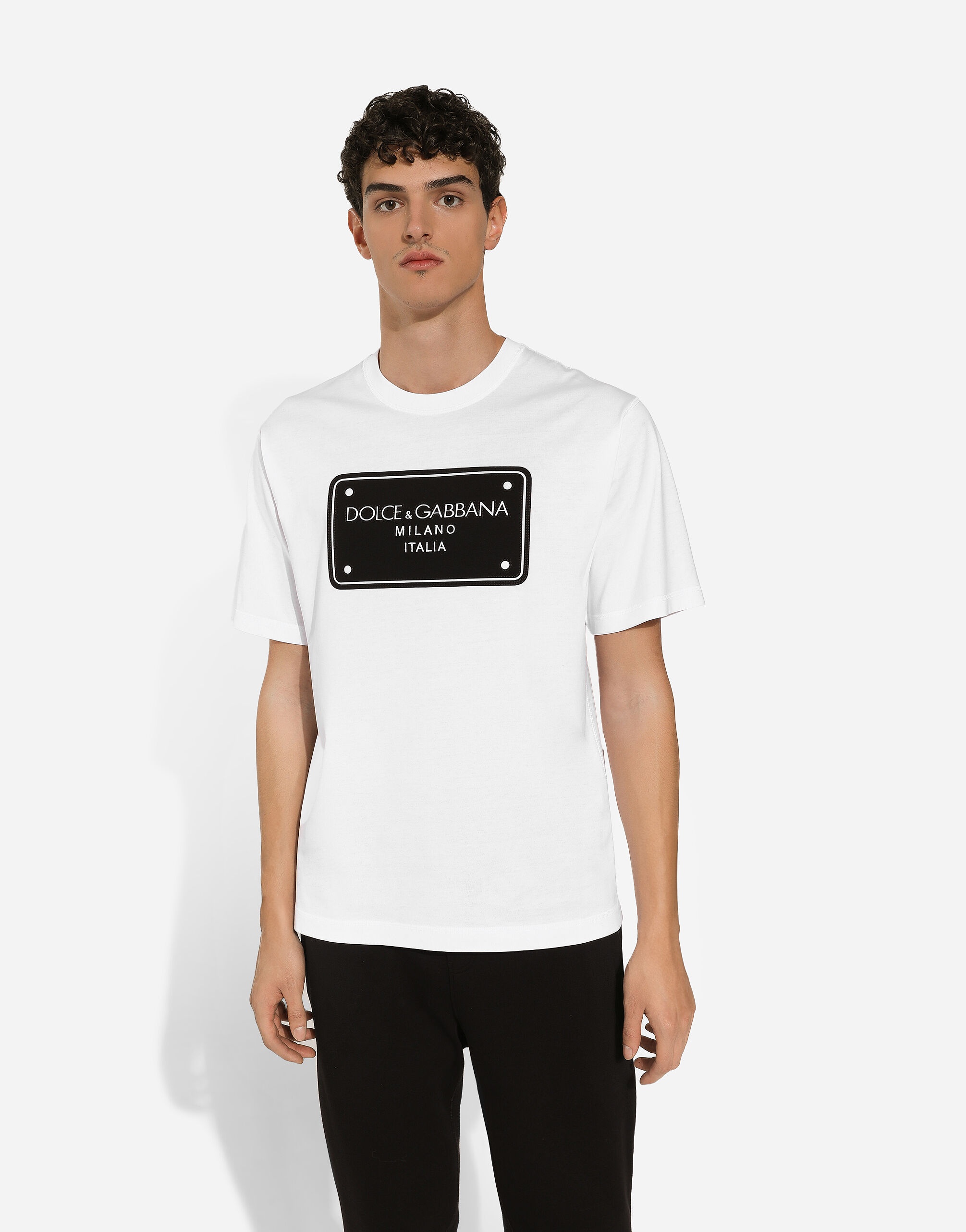 Cotton T-shirt with branded tag embroidery - 3