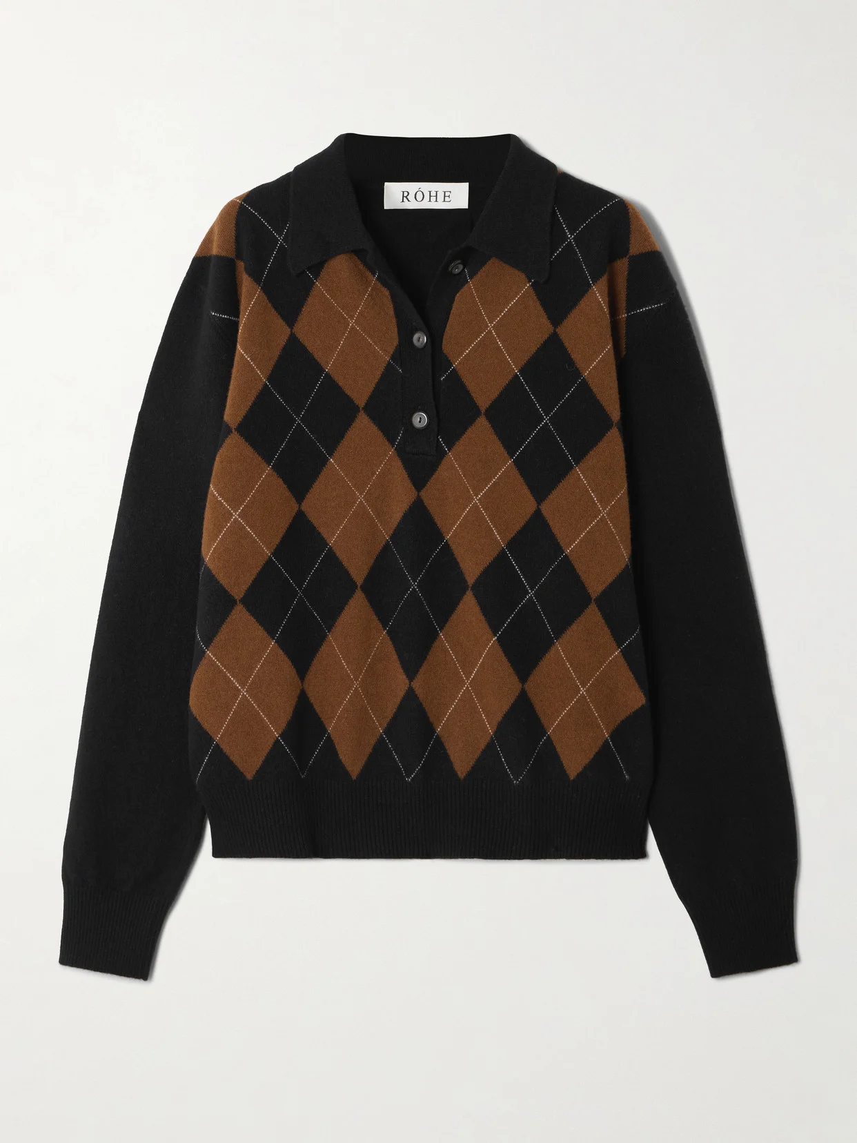 Argyle Wool Polo Sweater - 1